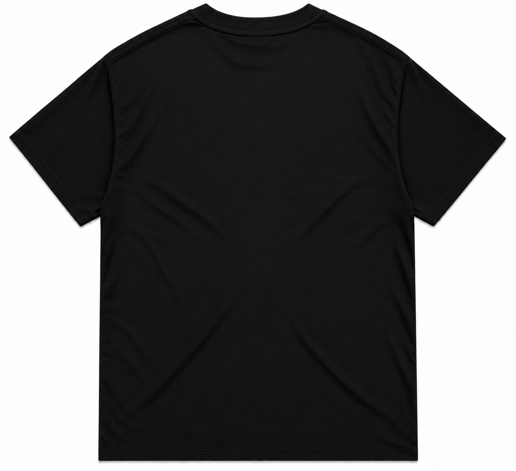 Featherweight Champion men’s tee back view, black shirt with short sleeves.