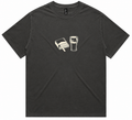 Heavyweight men's tee front‑view with “Cigarettes & Alcohol” Oasis graphic on dark coal fabric, centered across chest.
