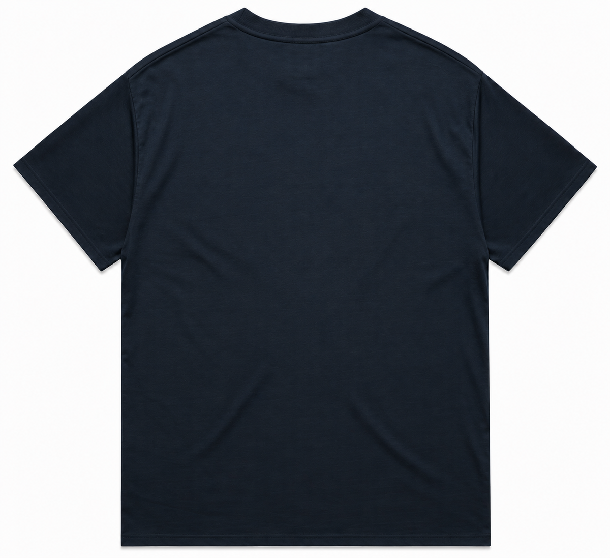 Featherweight Champion men’s tee back view, navy cotton shirt with short sleeves.